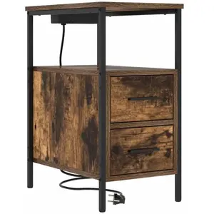 vidaXL Cabinet de chevet Chêne fumé 30 x 48 x 61 cm Bois d'ingénierie pas cher