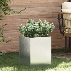 vidaXL Cache-pot de jardin Argenté 50 x 32 x 40 cm Acier galvanisé pas cher