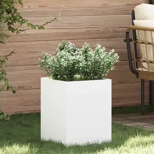 vidaXL Cache-pot de jardin Blanc 32 x 32 x 40 cm Acier laminé à froid pas cher