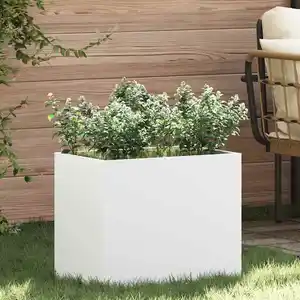 vidaXL Cache-pot de jardin Blanc 50 x 32 x 40 cm Acier laminé à froid pas cher