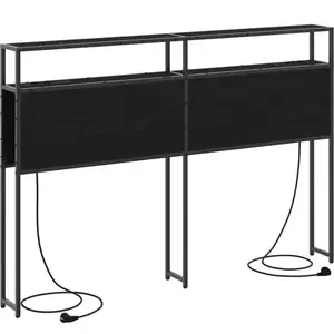 vidaXL Tête de lit de rangement Chêne Noir 120 cm Bois d'ingénierie pas cher