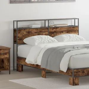 vidaXL Tête de lit de rangement Chêne fumé 120 cm Bois d'ingénierie pas cher