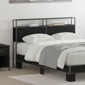 vidaXL Tête de lit de rangement Chêne Noir 135 cm Bois d'ingénierie pas cher