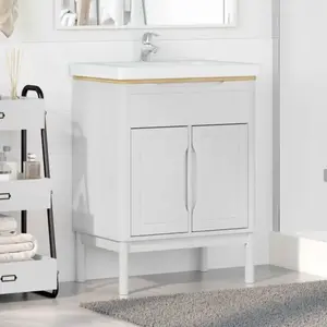 Comparateur de prix : vidaXL Meuble sous Lavabo de Salle de Bain FLORO Blanc 60 x 40 x 80 cm