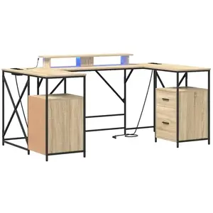 vidaXL Bureau Chêne Sonoma 182 x 101 x 87.5 cm Bois d'ingénierie pas cher