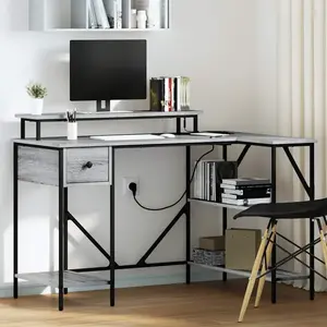 vidaXL Bureau Sonoma gris 120 x 79 x 86.5 cm Bois d'ingénierie pas cher