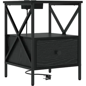 vidaXL Cabinet de chevet avec tiroir Chêne noir 41.5 x 40.5 x 55 cm pas cher