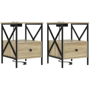 vidaXL Cabinet de chevet 2 pcs Chêne sonoma 41.5 x 40.5 x 55 cm pas cher