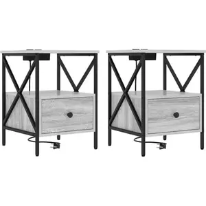 vidaXL Cabinet de chevet 2 pcs Sonoma gris 41.5 x 40.5 x 55 cm pas cher