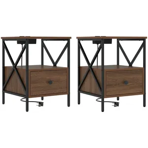 vidaXL Cabinet de chevet 2 pcs Chêne marron 41.5 x 40.5 x 55 cm pas cher
