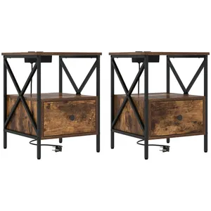 vidaXL Cabinet de chevet 2 pcs Chêne fumé 41.5 x 40.5 x 55 cm pas cher
