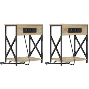 vidaXL Cabinet de chevet 2 pcs Chêne sonoma 41 x 31 x 51 cm pas cher