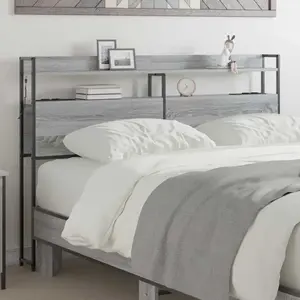 vidaXL Tête de lit de rangement Gris sonoma 150 cm Bois d'ingénierie pas cher