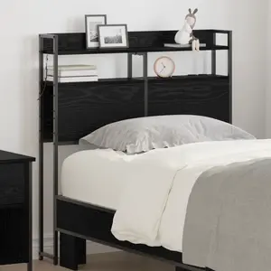 vidaXL Tête de lit avec rangement Noir aspect chêne 75 x 15 x 98 cm pas cher