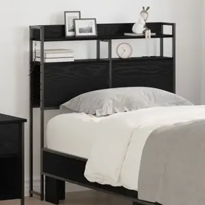 vidaXL Tête de lit de rangement Chêne Noir 90 cm Bois d'ingénierie pas cher