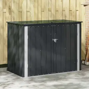 vidaXL Coffre de jardin noir 151,5 x 82 x 110,5 cm Acier
