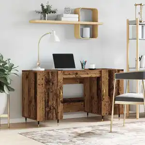 vidaXL Bureau avec étagère Vieux bois 140 x 50 x 75 cm Bois composite pas cher