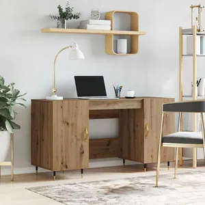 vidaXL Bureau en chêne artisanal 140 x 50 x 75 cm Bois composite pas cher