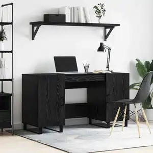 vidaXL Bureau Chêne noir 140 x 50 x 75 cm Bois composite pas cher