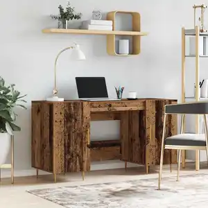 vidaXL Bureau avec étagère Vieux bois 140 x 50 x 75 cm Bois composite pas cher