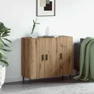 vidaXL Buffet Chêne artisanal 90 x 34 x 80 cm Bois d'ingénierie pas cher