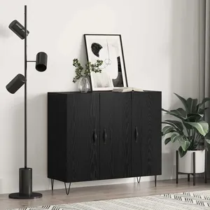 vidaXL Sideboard Chêne noir 90 x 34 x 80 cm Bois composite pas cher