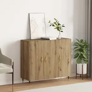 vidaXL Buffet Chêne artisanal 90 x 34 x 80 cm Bois d'ingénierie pas cher