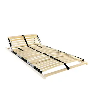 vidaXL Sommier à lattes avec tête de lit Beige 140 x 190 cm Bois pas cher