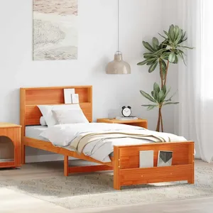 vidaXL Cadre de lit Marron cire 90 x 190 cm Bois massif en pin pas cher