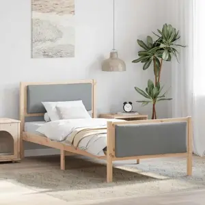 vidaXL Cadre de lit avec tête de lit Gris clair 100 x 200 cm tissu pas cher