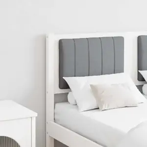 vidaXL Tête de lit capitonnée Blanc 120 cm Bois de pin massif et tissu pas cher