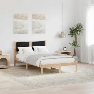 vidaXL Cadre de lit avec tête de lit rembourrée Noir 120 x 200 cm pas cher