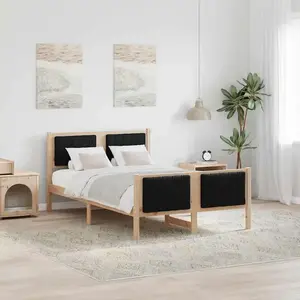 vidaXL Cadre de lit Marron et noir 120 x 190 cm Bois massif en pin pas cher