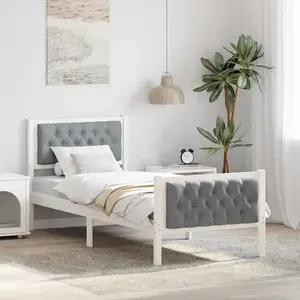 vidaXL Cadre de lit avec tête de lit Gris clair 80 x 200 cm Pin massif pas cher