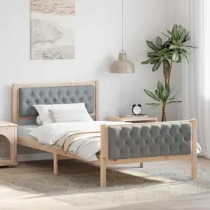 vidaXL Cadre de lit Gris clair 100 x 200 cm Pin massif pas cher