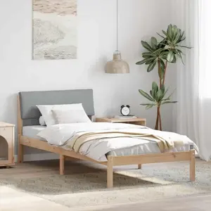 vidaXL Cadre de lit avec tête de lit Marron et gris clair 90 x 190 cm pas cher