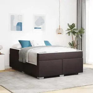 vidaXL Cadre de lit Autre Marron foncé 140 x 200 cm tissu pas cher