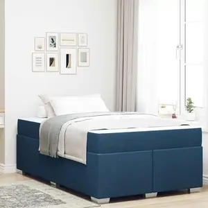 vidaXL Cadre de lit Autre Bleu 120 x 190 cm tissu pas cher