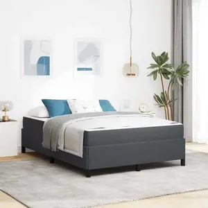 vidaXL Cadre de lit Gris foncé 140 x 190 cm Tissu en velours côtelé pas cher