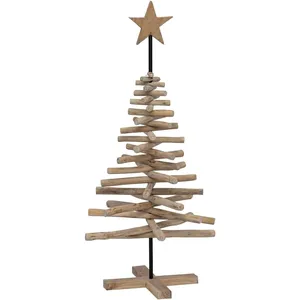 vidaXL Vidaxl Sapin De Noël Avec Support Marron 120 Cm Bois De Teck So... pas cher