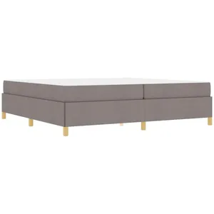 vidaXL Lit à ressorts Autre Taupe et blanc 200 x 200 cm tissu pas cher