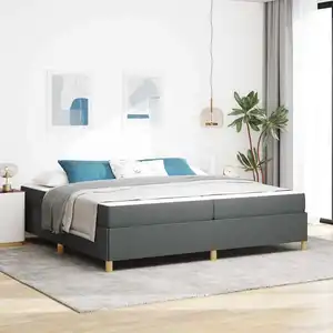 vidaXL Lit à ressorts Autre Gris foncé 200 x 200 cm tissu pas cher