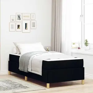 vidaXL Lit à ressorts Autre Noir et Blanc 90 x 200 cm tissu pas cher