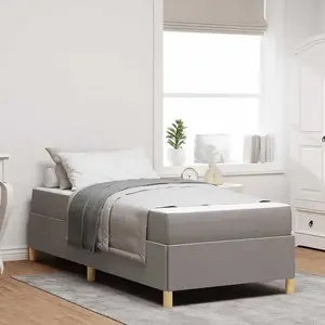 vidaXL Lit à ressorts Autre Taupe et blanc 90 x 190 cm tissu pas cher