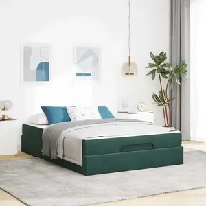vidaXL Cadre de lit Autre Vert foncé 160 x 200 cm Velours pas cher