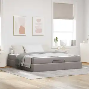 vidaXL Cadre de lit avec mémoire Taupe 180 x 200 cm Tissu pas cher