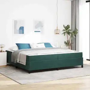 vidaXL Cadre de lit Autre Blanc et gris clair 200 x 200 cm Velours pas cher