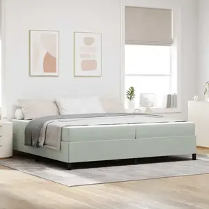 vidaXL Cadre de lit Autre Blanc et gris clair 200 x 200 cm Velours pas cher