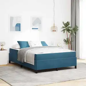 vidaXL Cadre de lit Autre Bleu foncé et blanc 140 x 200 cm Velours