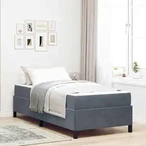 vidaXL Cadre de lit Autre Blanc et gris clair 90 x 190 cm Velours pas cher
